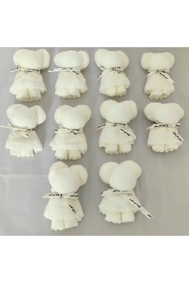 03 10PCS Bear Towel 30*30cm Coral Fleece Wedding Favors For Guests Bulk Bridesmaid Thanksgiving Gift