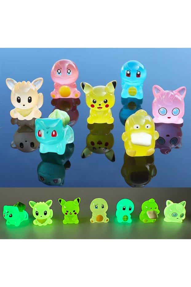Bandai Q.7pcs-poke-Y 7Pcs/Set Pocket Monsters Anime Figures Cute Model Kawaii Statue Desktop Ddecora