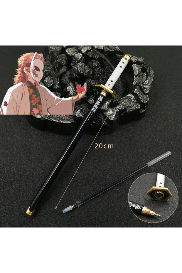Bandai Sabito 20cm Demon Slayer Signature Pen Shinobu Metal Real Size Katana Ballpoint Pen Anime Cha