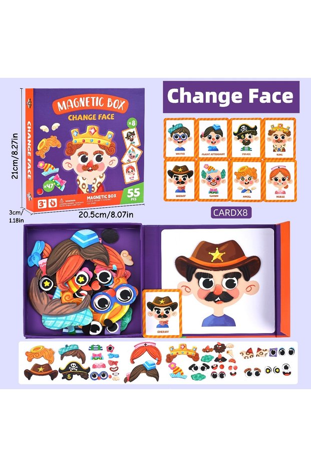 Change Face Magnetic Dress-Up Puzzle Toys, Kidsren's Educational Fun Games, Character Professional T