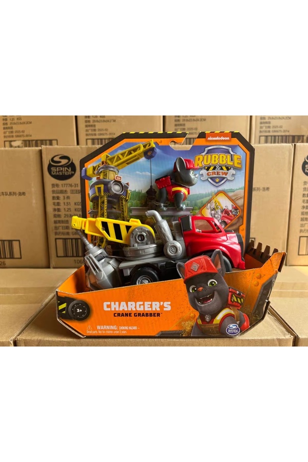 PAW PATROL 28500-3-charger 100% Genuine Original Box Rubble & Crew Action Figure Vehicle Truck Toy M