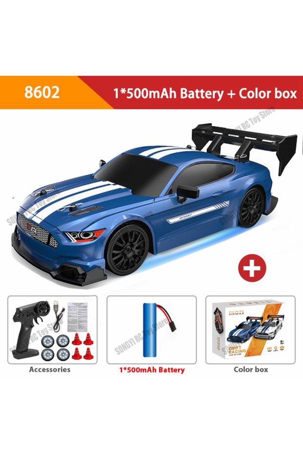 GTRPRO Blue 1B 4WD RC Car With LED Remote Control Cars High Speed Fast Drift Racing 2.4G Radio RTR V