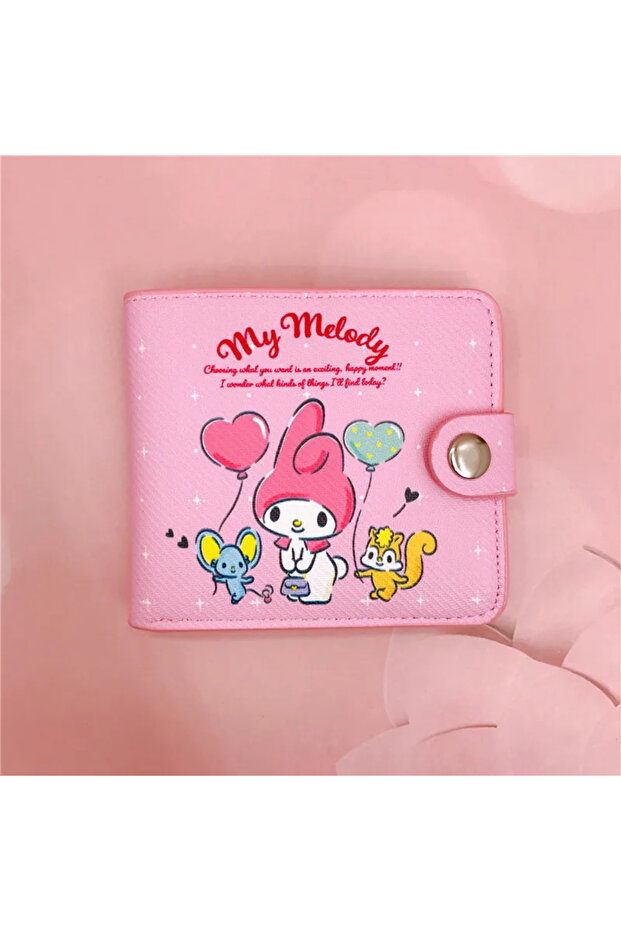 Bandai 7 2026.Cinnamoroll, Kuromi, My Melody PU Leather Wallet, Button Closure Foldable Coin Purse &