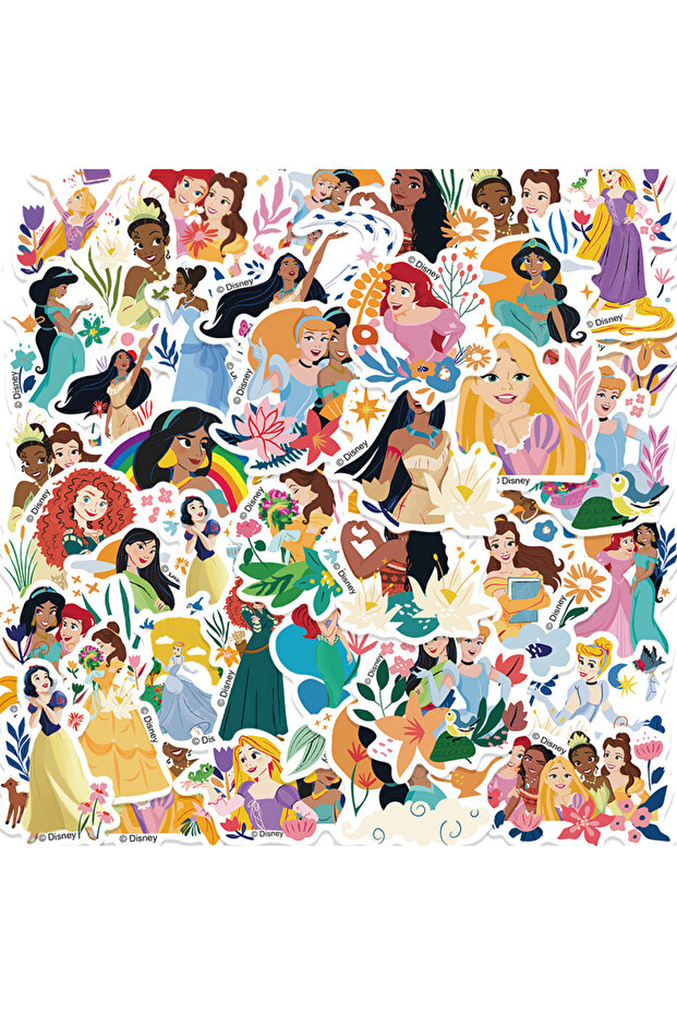 50PCS 10/30/50pcs Disney Princess Rapunzel Ariel Snow White Cartoon Stickers Cute Graffiti Decal DIY