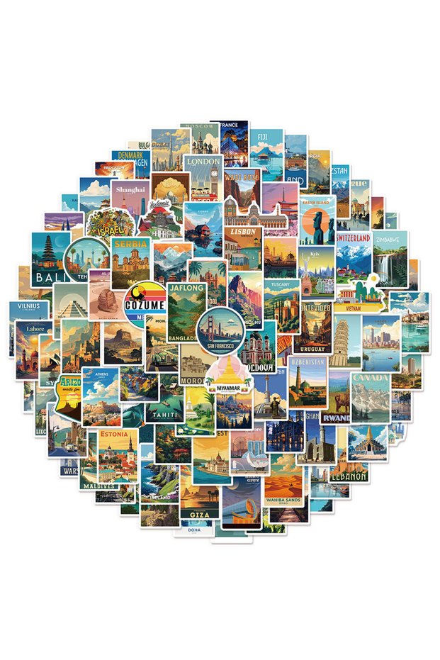 100PCS 10/30/50/100pcs Cool World Famous Country Landmark Stickers City Travel Poster Decals DIY Scr