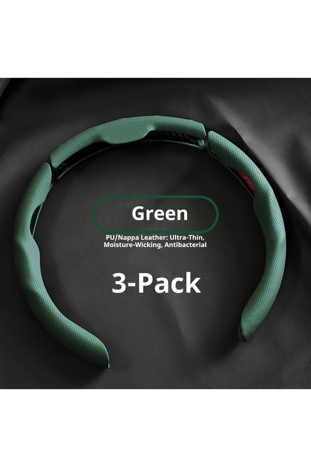 green Car In Vehicle Nappa Leather Steering Wheel Cover Universal For Men And Women All Seasons Nons