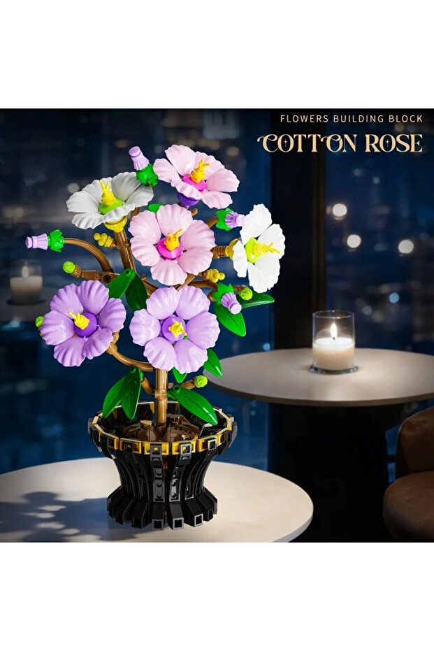 original box packing 503PCS Creative Hibiscus Plum Blossom Bouquet Potted Building Blocks Crane Flow