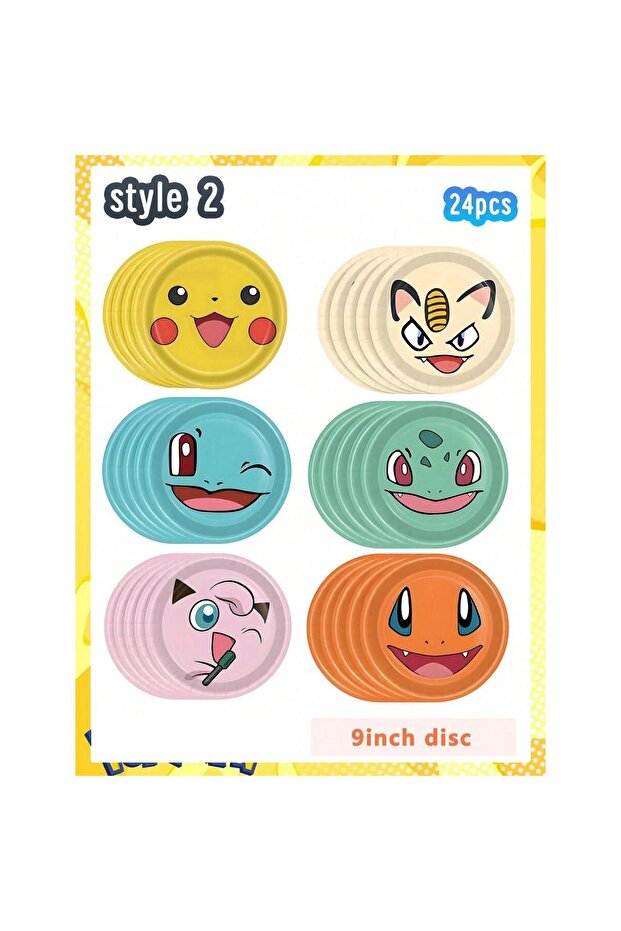style 2 10/24 pcs Cute Birthday Party Tableware, Theme Disposable Party Decoration, Birthday Party D