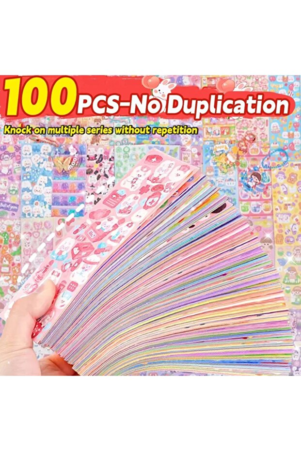 100 Pcs 20-200 PCS Cute Stickers Goo Card Kawaii Cartoon Laser Sticker No repeat for Diary Kid DIY S