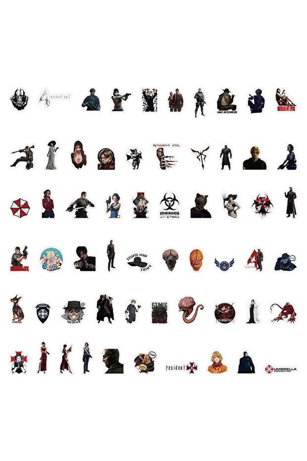 60pcs 60PCS Resident Evil Stickers Graffiti Stickers DIY Diary Phone Case Handmade Scrapbook Aesthet
