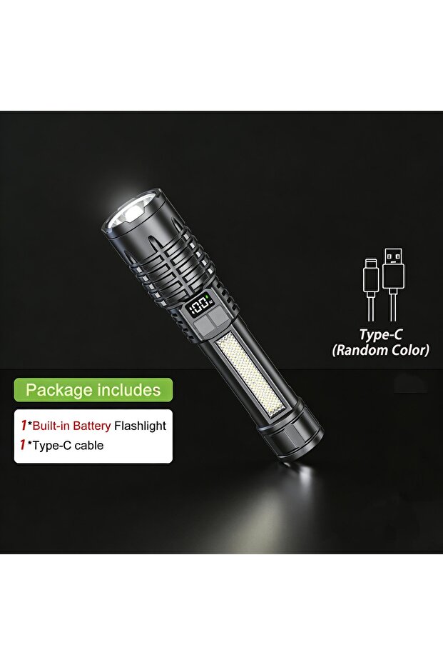 flashlight-1pcs LED Flashlight Rechargeable Long-Beam Portable Outdoor Emergency Lighting With Long