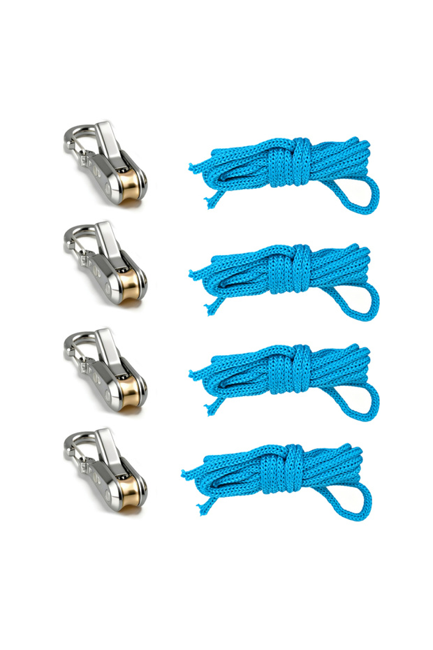 4 Ropes 4 Hooks Rope Tying Tool And Tensioner with Roller Tensioner, Heavy-Duty Retractable Buckle w