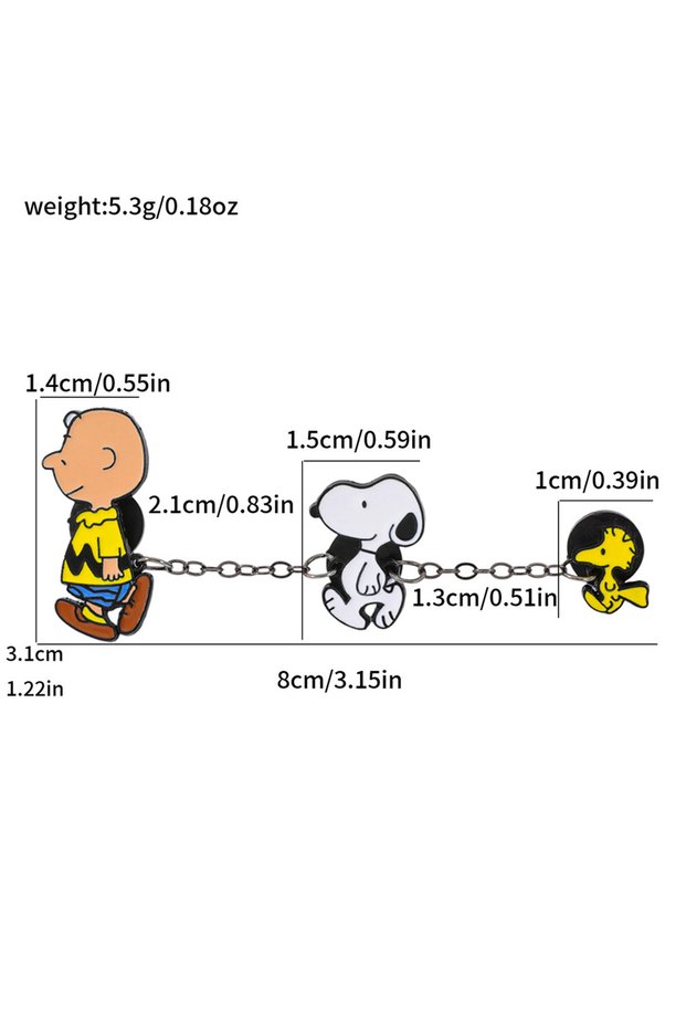 Bandai Brooch Snoopy With Chain Badges Enamel Pins Cartoon Brooch Lapel Pins for Backpack Clothes Ba
