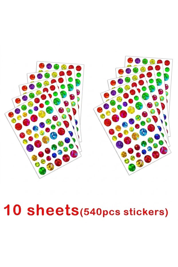 10 sheets 171-1710pcs Sparkly Holographic Star Heart Round Dot Stickers Glitter Foil Student Reward