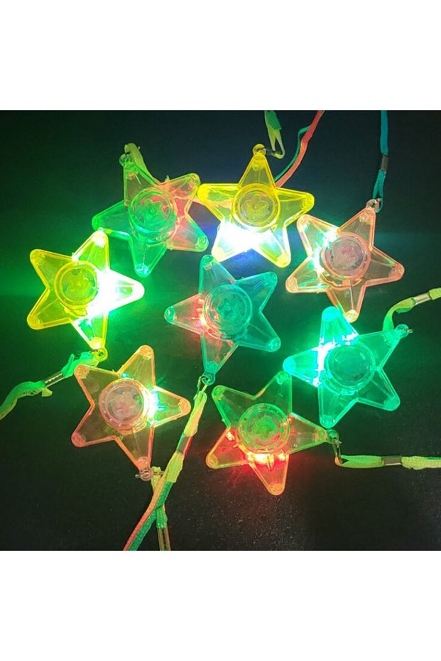 10pcs Star Necklace 10pcs LED Light Up Necklace Pendants Star Heart Flashing Glow Necklace Blinking