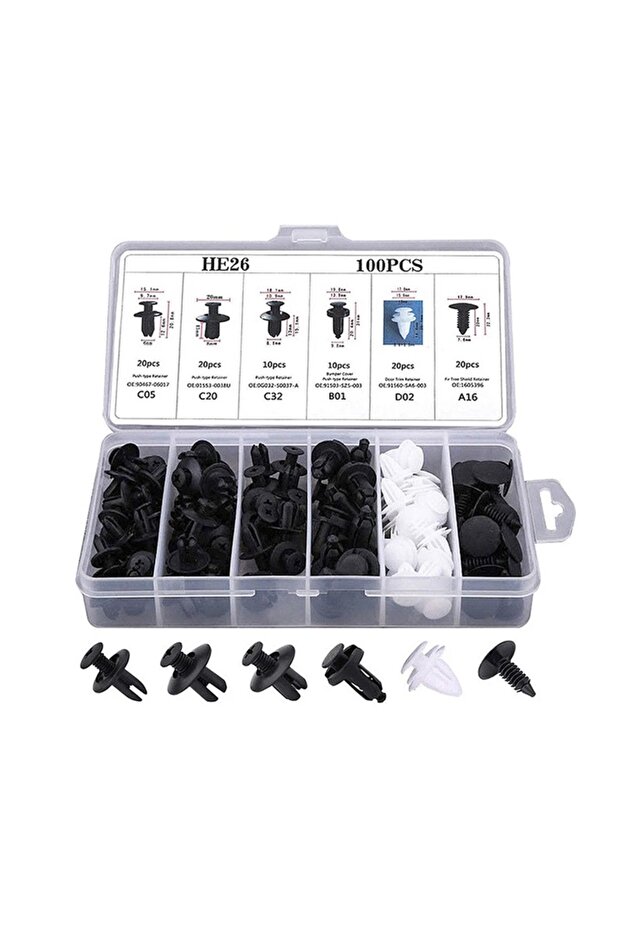 88-100Pcs Auto Fastener Clip Mixed Car Body Push Retainer Pin Rivet Bumper Door Trim Panel Fastener