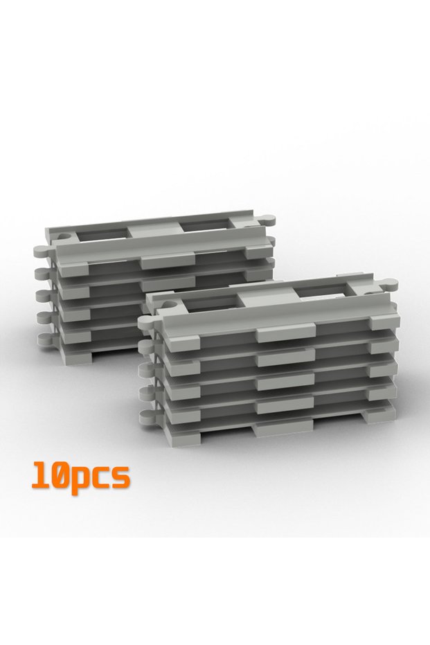 10pcs straight track Big Building Block Light Gray Railroad Track Compatible Duplo Trains Parts Kit