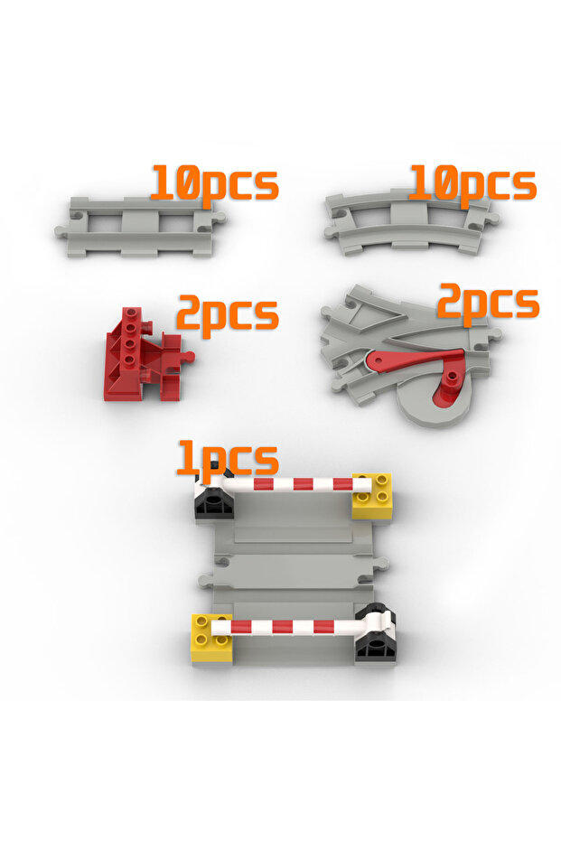 SET4 Big Building Block Light Gray Railroad Track Compatible Duplo Trains Parts Kit Platform Curved