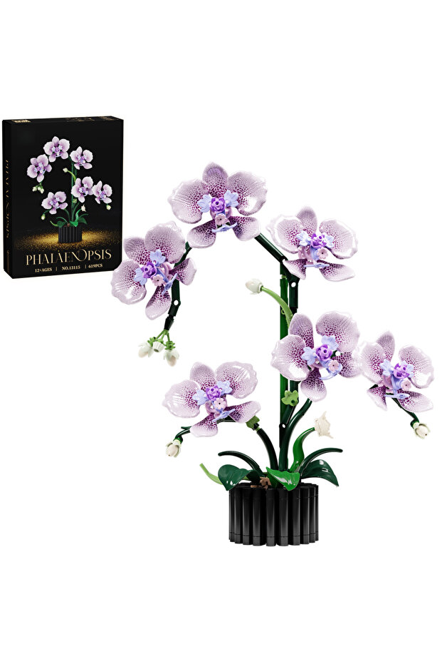 619pcs(with box) NEW Creative Orchid Bouquet Set Eternal Flowers Potted Plant Building Blocks Simula