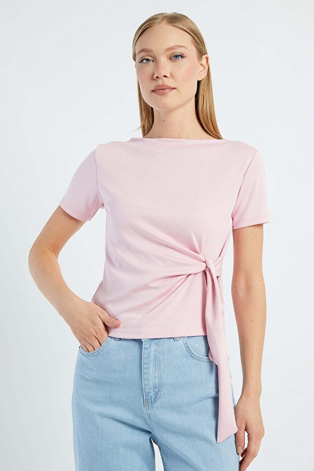 Side Tie Modal Crop T-Shirt
