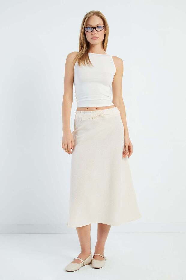 Striped Midi Length Bell Skirt