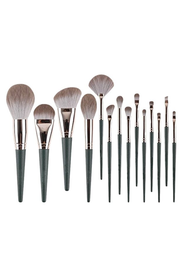 Green Soft Fluffy 14-Piece Makeup Brush Kit Professional Brushes for Eyeshadow Concealer Blush Makeu