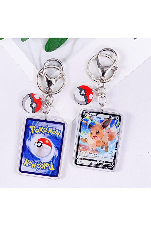 6 cm 43 Pokémon Card Cute Acrylic Car Keychain Accessories Pikachu Charizard Gengar EeveeBag Charm B