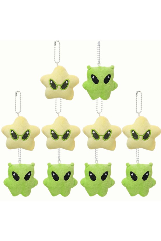 10pcs-mixed Fashion Cartoon Cute Green Mini Star Keyring High Beauty Doll Pendant Mobile Phone Rope