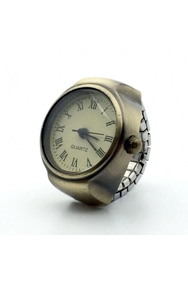 Style 03 Vintage Punk Finger Watch Mini Elastic Strap Alloy Watches Couple Rings Jewelry Clock Retro