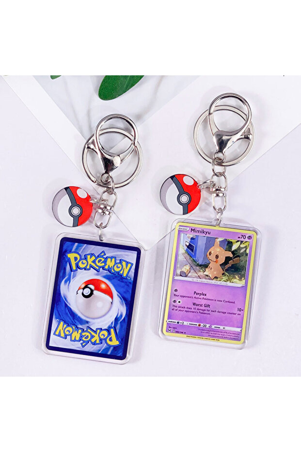 6 cm 30 Pokémon Card Cute Acrylic Car Keychain Accessories Pikachu Charizard Gengar EeveeBag Charm B