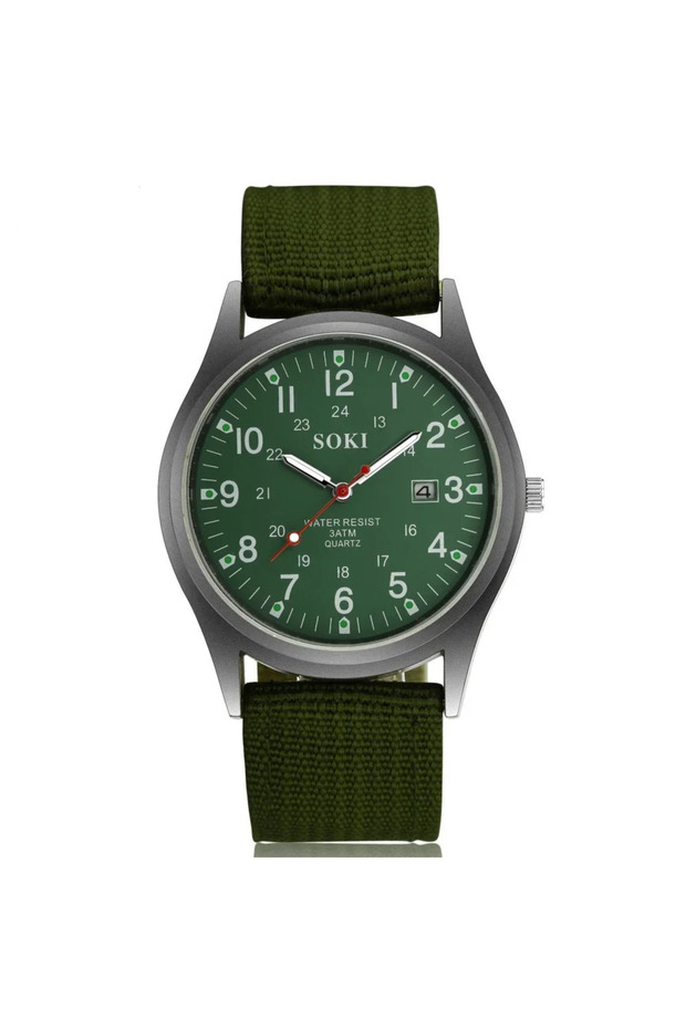 green Watch for Men Top Quality Luxury Brand Quartz Mens Watches Luminous Canvas Band Relogio Mascul