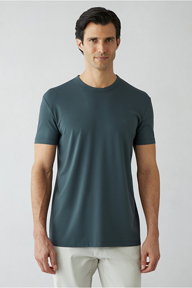 Crew Neck Muscle Fit Lycra Flexible Basic T-Shirt
