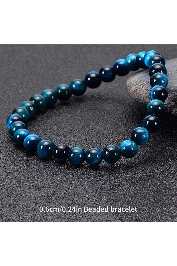 6 MM 1Pc 6/8/10mm Minimalist Blue Tiger Eye Stone Beaded Bracelet Natural Stone Round Beads Bracelet