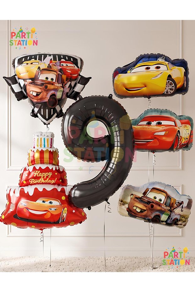Cars Themed Cars Lightning Mcqueen Concept 9 Year Old Balloon Set 6 Pieces - Large Size Cars Mater Balloon & Cars Cruz Ramirez Balloon Birthday Set