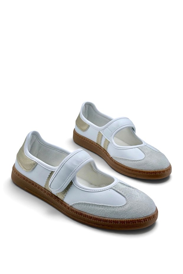 Velcro Sports Ballerinas Women's Mary Jane Shoes Gold