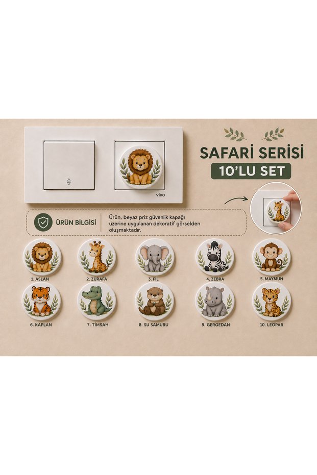 Safari Series 10-Piece Socket Safety Cover – Set with Decorative Animal Figures