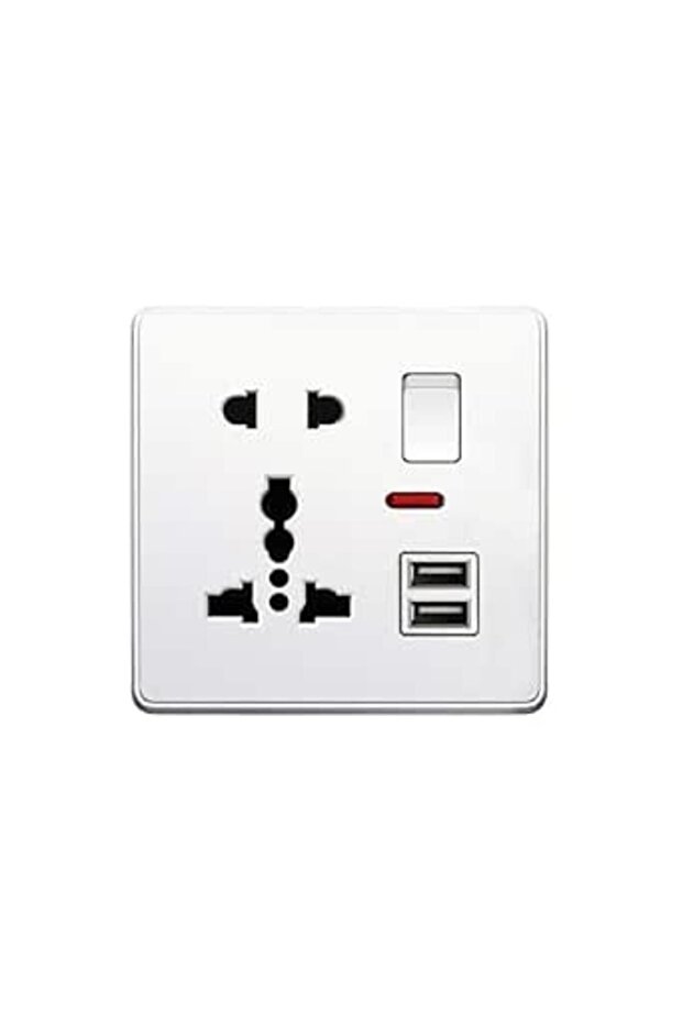 مقبس حائط عالمي مزدوج متعدد الفتحات ومقاوم للعبث مع منفذي USB ومحول شاحن للوحة مخرج الطاقة من يوهيست