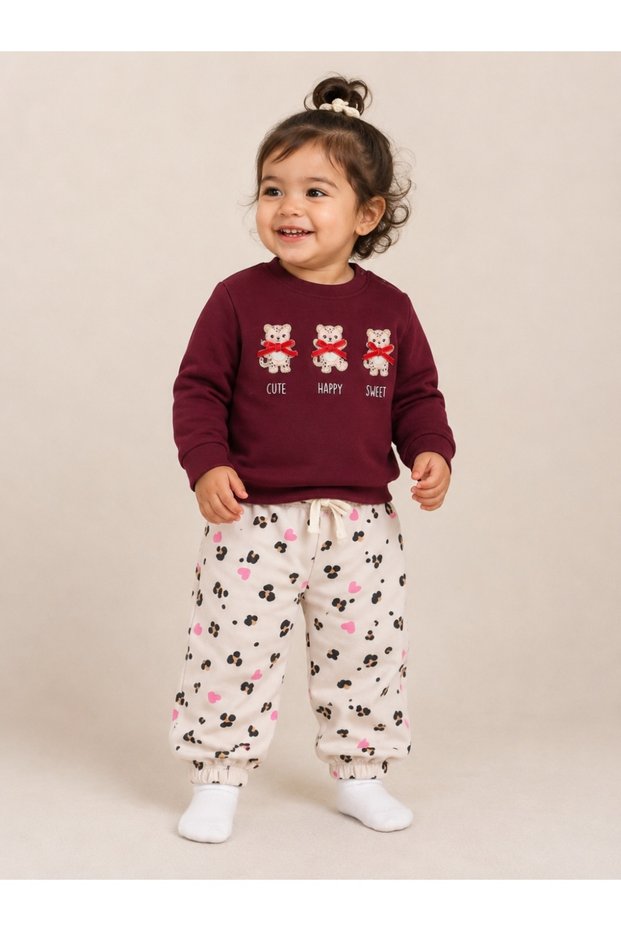 Girls 2-Piece Set – Sweatshirt with Printed Pants