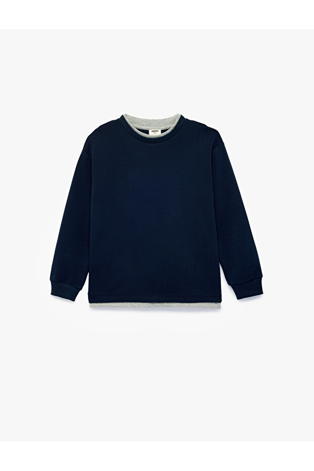 Viscose Blended Crew Neck Long Sleeve Sweatshirt