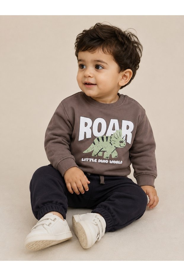 Baby Boys "ROAR-Little Dino World" Sweatshirt & Cargo Jogger Pants Set