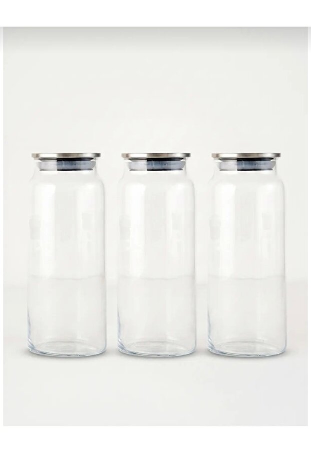 Jely 3-Piece Jar Set with Metal Lid (1400 Cc)