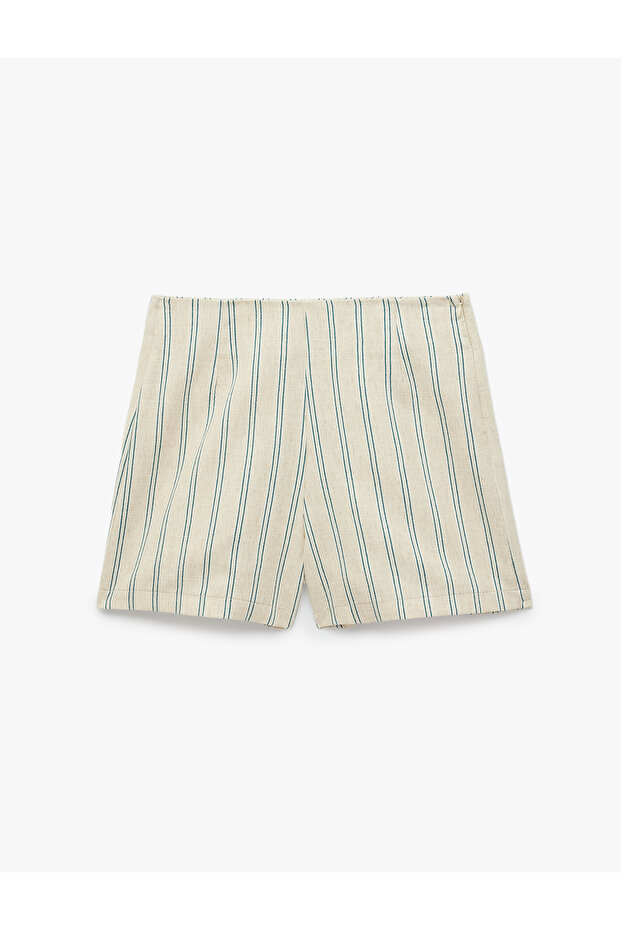 Linen Blend Micro Striped Shorts
