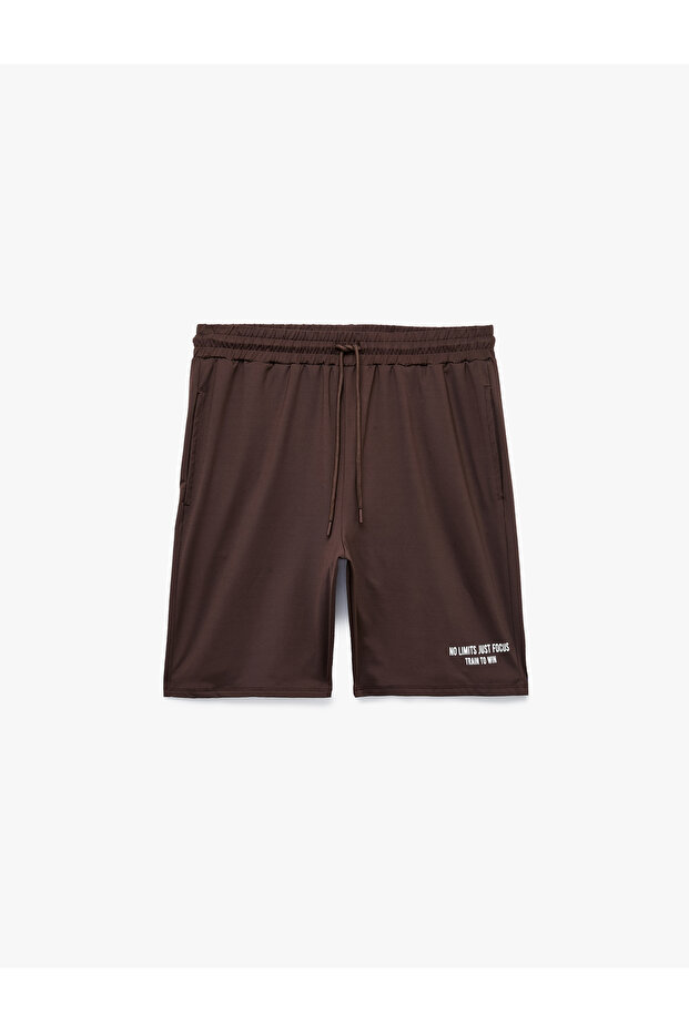 Printed Pocketed Lace-Up Waist Sports Shorts