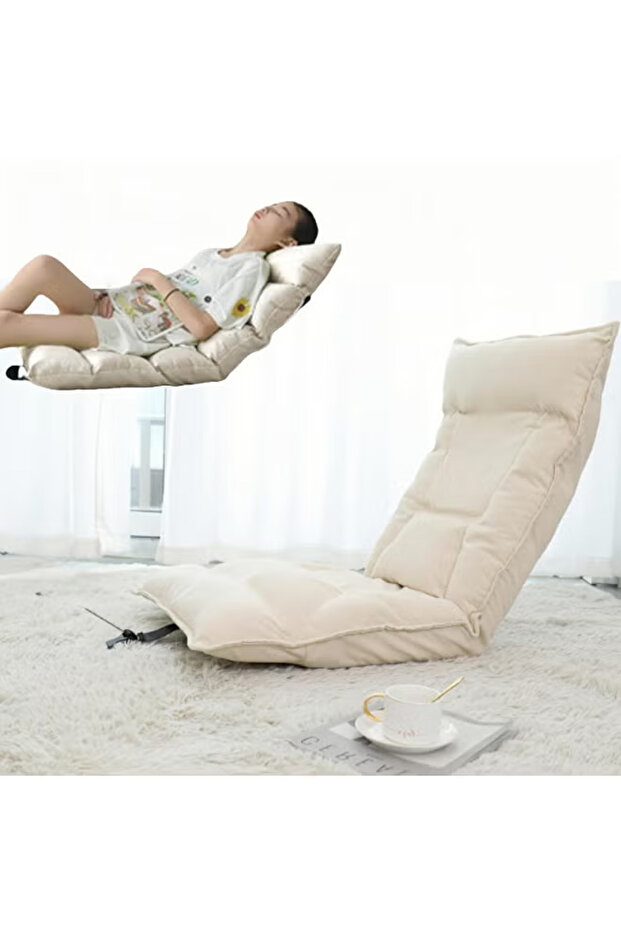 Floor Chair Folding Lazy Sofa Folding Lazy Floor with Back Support,Cushion Lazy Couch Lounge Tatami Lounger Floor Seat Couch Recliner,Padded Sleeper Bed,Couch Recliner,Home Office Reading (beige)