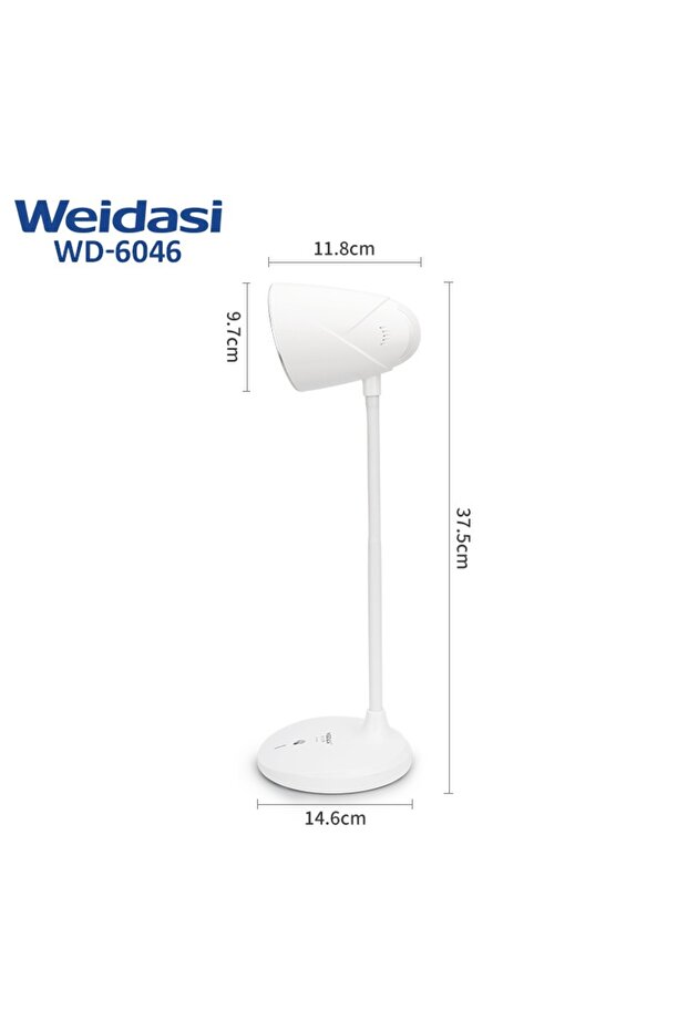 مصباح مكتب LED طراز WD-6046 قابل لإعادة الشحن عبر USB مع إضاءة قابلة للتعتيم وبطارية 2400 مللي أمبير