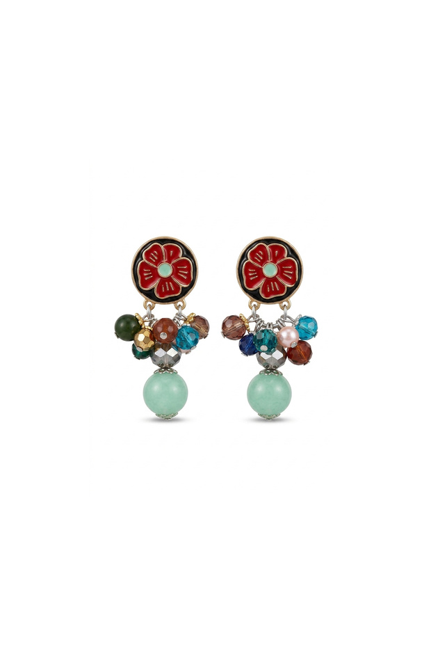Colorful Beaded Detailed Flower Earrings