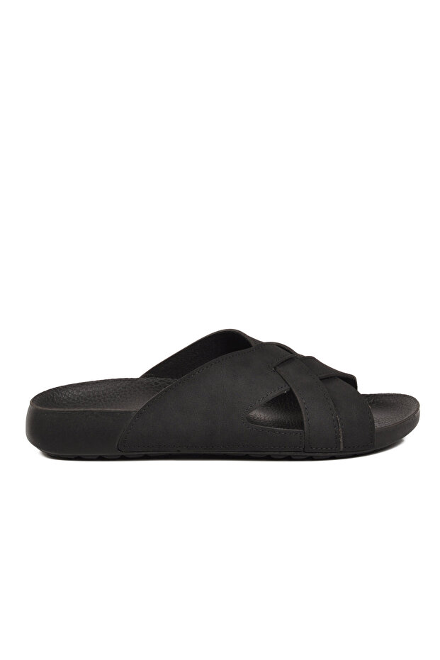 Black Cross Strap Men's Slippers