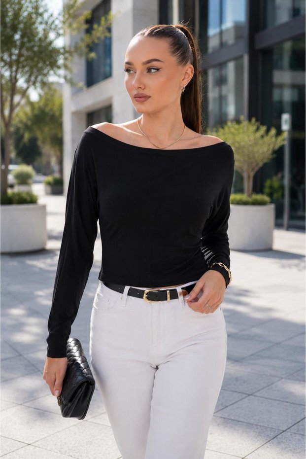 Women's Boat Neck Vorteks Batwing Blouse 265085