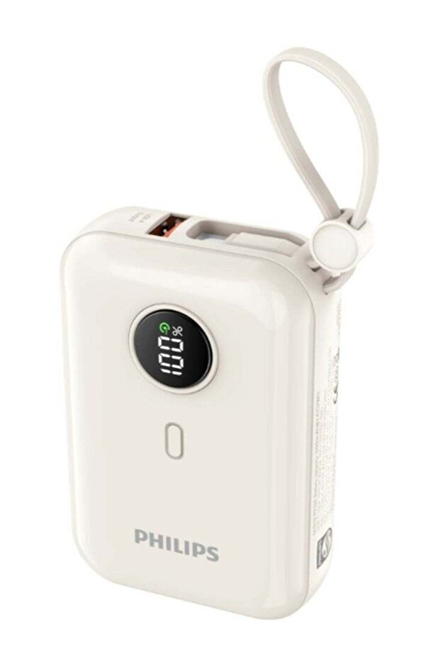 10000mAh Power Bank 22.5W DLP2228CW, Dual USB-C Cables, USB-A/C, LED Display