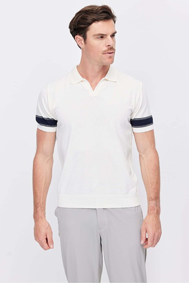Men's Buttonless Polo Collar Knitwear T-Shirt